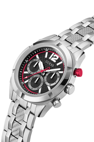 Montre à quartz en acier recyclé - Chronographe - Argenté et noir
