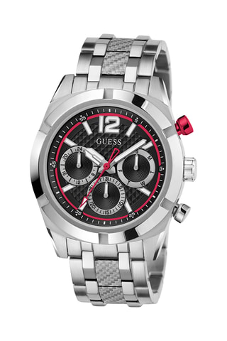 Montre à quartz en acier recyclé - Chronographe - Argenté et noir