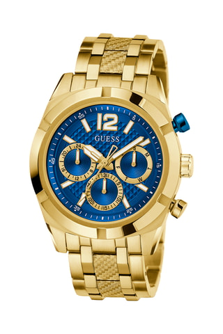 Montre à quartz en acier recyclé - Chronographe - Doré et bleu