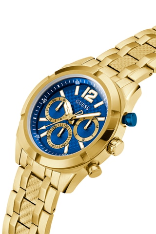 Montre à quartz en acier recyclé - Chronographe - Doré et bleu