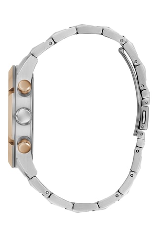 Montre à quartz en acier recyclé - Chronographe - Argenté et doré