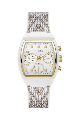 Montre à quartz en nylon recyclé et silicone - Chronographe - Blanc et doré