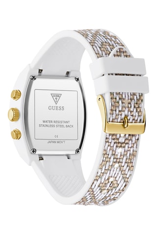 Montre à quartz en nylon recyclé et silicone - Chronographe - Blanc et doré