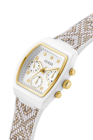 Montre à quartz en nylon recyclé et silicone - Chronographe - Blanc et doré