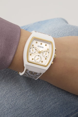 Montre à quartz en nylon recyclé et silicone - Chronographe - Blanc et doré