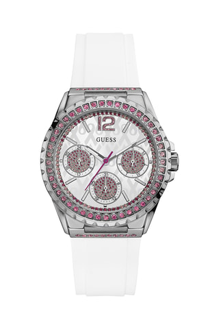 Montre à quartz en silicone - Chronographe - Blanc et argenté
