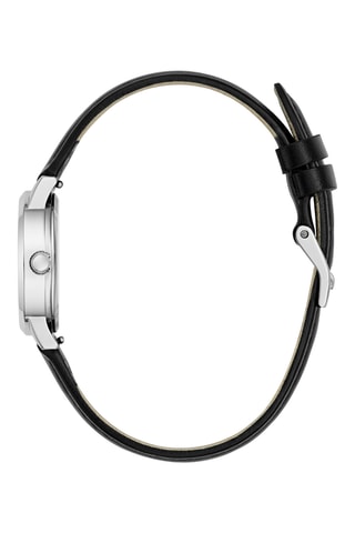Coffret montre à quartz et bracelets en cuir et silicone - Noir et blanc