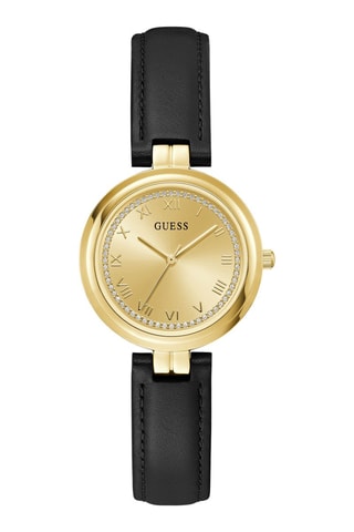 Montre à quartz en cuir - Noir et doré