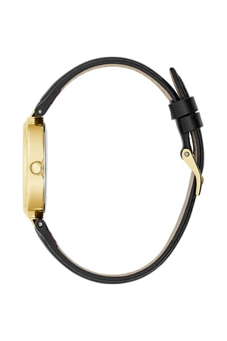 Montre à quartz en cuir - Noir et doré