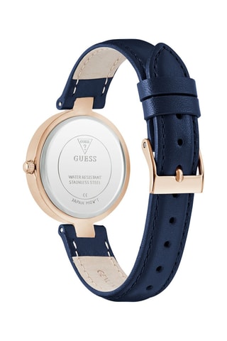 Montre à quartz en cuir - Bleu marine et doré rose