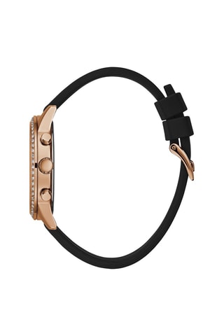 Montre à quartz en silicone - Chronographe - Noir et doré rose