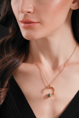 Collier doré à l'or jaune - Malachite