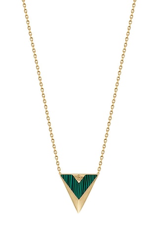 Collier doré à l'or jaune - Malachite