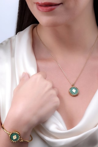 Collier doré à l'or jaune - Malachite
