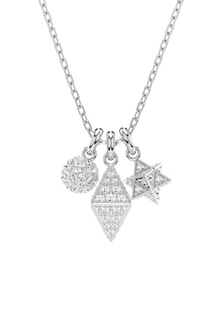 3 pendentifs ornés de cristaux Swarovski  - Argenté et blanc