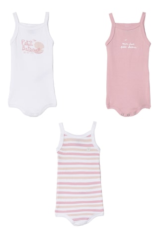3 bodys - Rose et blanc