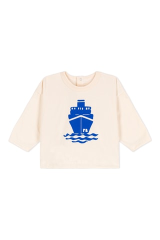 T-shirt - Crème et bleu