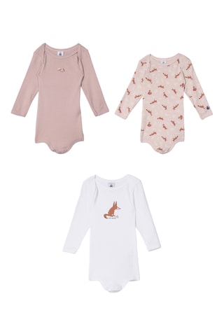 3 bodys - Vieux rose et blanc