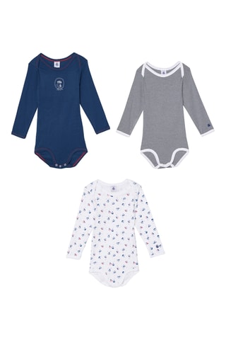 3 bodys - Bleu marine et blanc