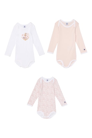 3 bodys - Rose et blanc