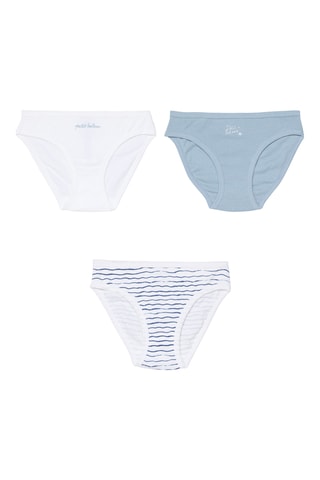 3 culottes - Bleu-gris et blanc