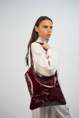 Bolso de piel de charol Neven - Burdeos