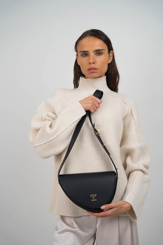Bandolera de piel Raily - Negro
