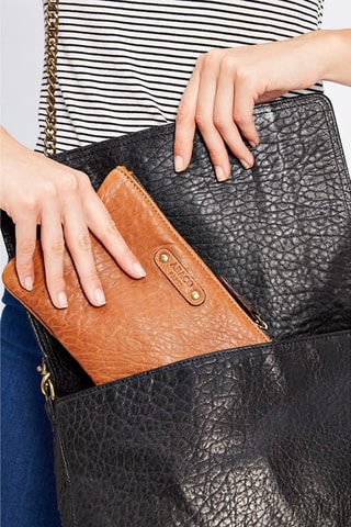 Bolso de mano de piel de cordero Zoé - Marrón