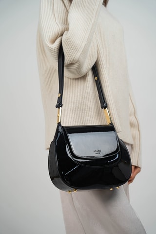 Bandolera de piel Wayne - Negro