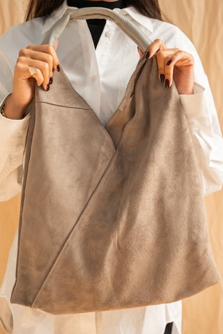 Bolso shopper de piel Deni - Gris