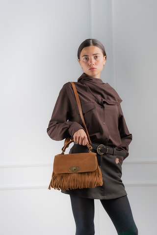 Bolso de piel Frange  - Camel