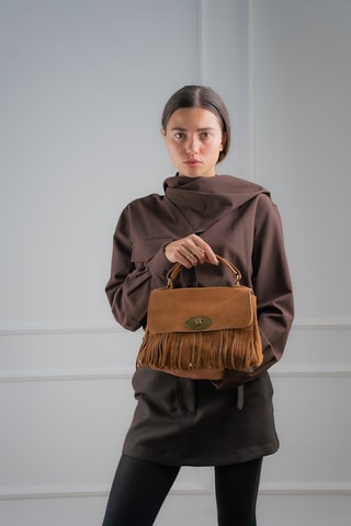 Bolso de piel Frange  - Camel