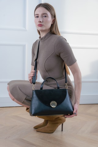 Bandolera de piel Row - Negro