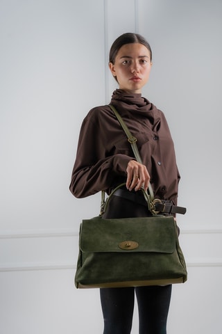 Bolso de piel Mick  - Verde oscuro