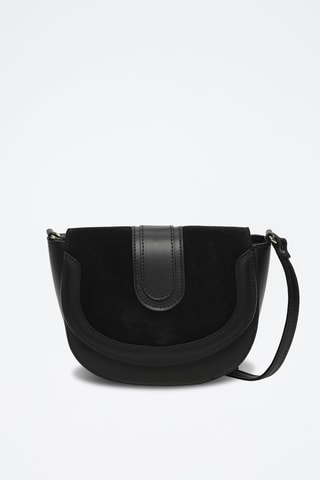 Bandolera de piel de vaqueta Gwen - Negro
