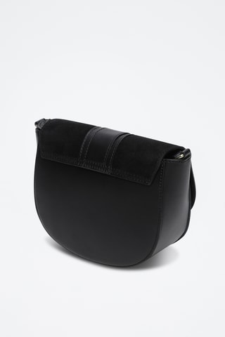 Bandolera de piel de vaqueta Gwen - Negro