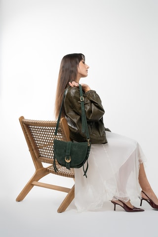 Bandolera de piel Texas - Verde oscuro