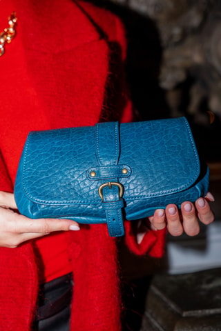 Bandolera de piel Beauty - Azul