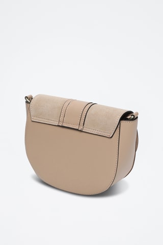 Bandolera de piel de vaqueta Gwen - Nude