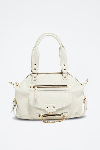 Bolso de piel Mini Odelia - Blanco y dorado