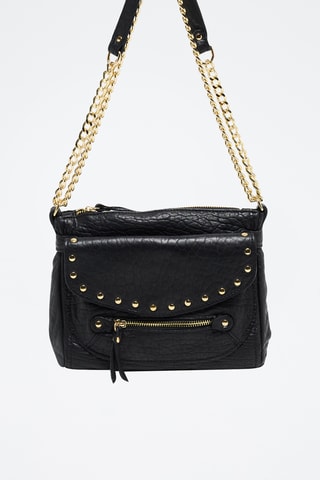 Bandolera de piel de cordero Yasmine - Negro