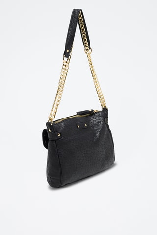 Bandolera de piel de cordero Yasmine - Negro