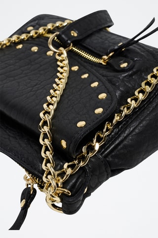 Bandolera de piel de cordero Yasmine - Negro