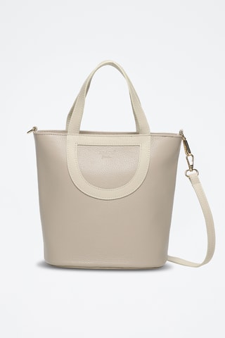 Bandolera de piel Saia - Beige y topo