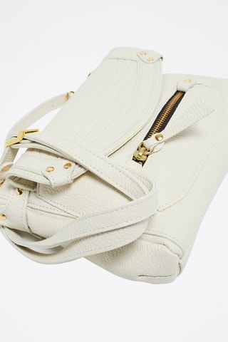 Bandolera de piel Giulia - Blanco y dorado