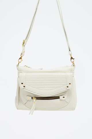 Bandolera de piel Giulia - Blanco y dorado