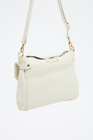 Bandolera de piel Giulia - Blanco y dorado