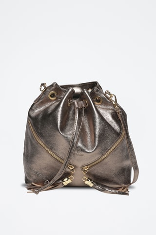 Bolso saco de piel Beth - Plateado