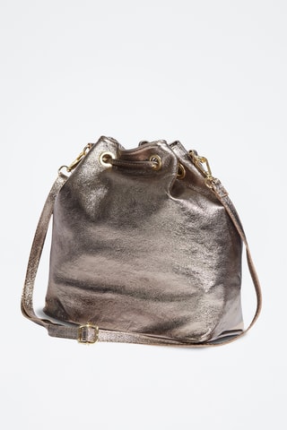 Bolso saco de piel Beth - Plateado