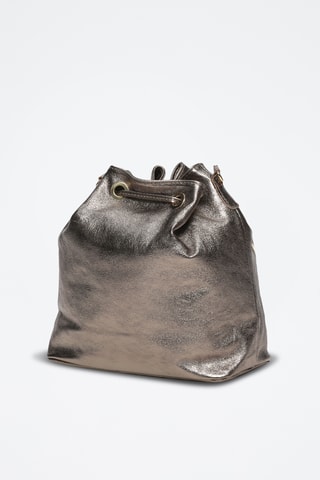 Bolso saco de piel Beth - Plateado